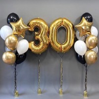 Оформление воздушными шарами на 30 лет